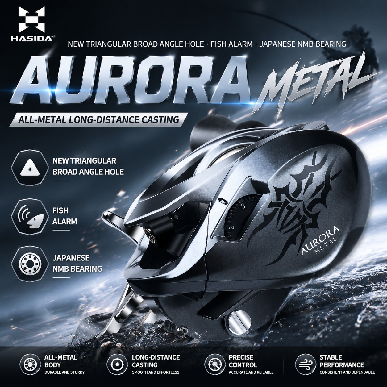 HASIDA Metal Rotor Aurora Bait - Abu Garcia Reel Max incelemesi ve fiyatı